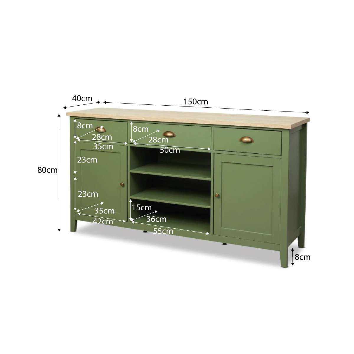 Hastings Buffet - Olive Green/Natural