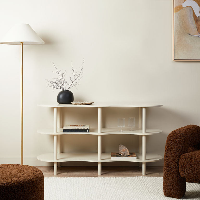 Wavey Low Three Shelf - Beige