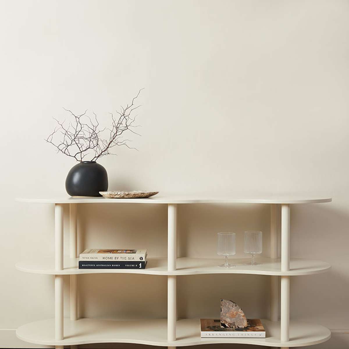 Wavey Low Three Shelf - Beige