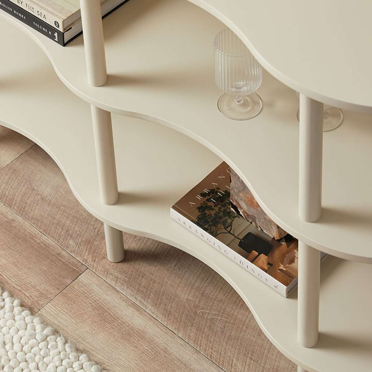 Wavey Low Three Shelf - Beige