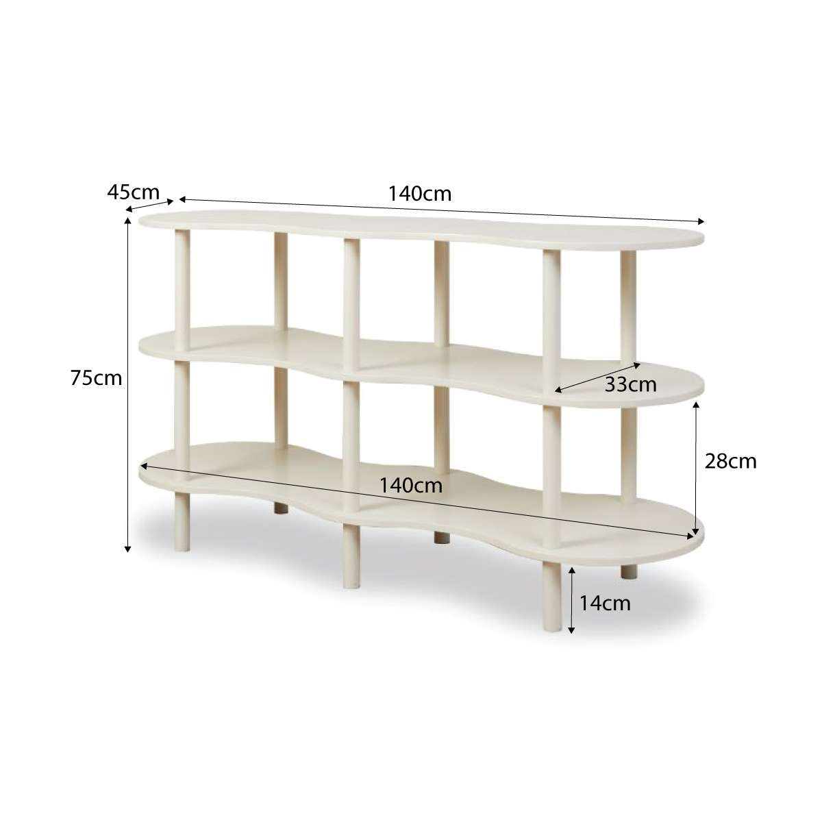 Wavey Low Three Shelf - Beige